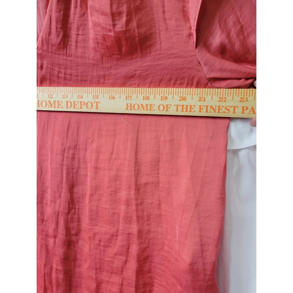 A New Day Coral Pink Ruffle V-Neck Long Sleeve Blouse XXL Satin Sheen Top 1929